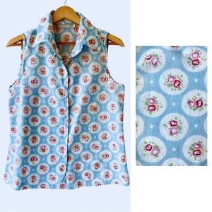 Vintage Victorian Classics Floral Cotton Blouse, Size L